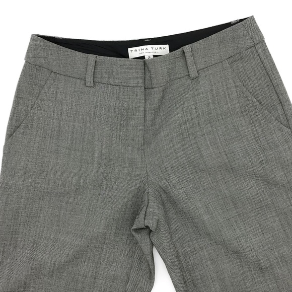 Trina Turk Grey Lined Wool Blend Dress Pants 2 - Picture 3 of 6